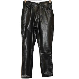 Womens Abercrombie & Fitch Curve Love Skinny High Rise Black Vegan Pants Size 25